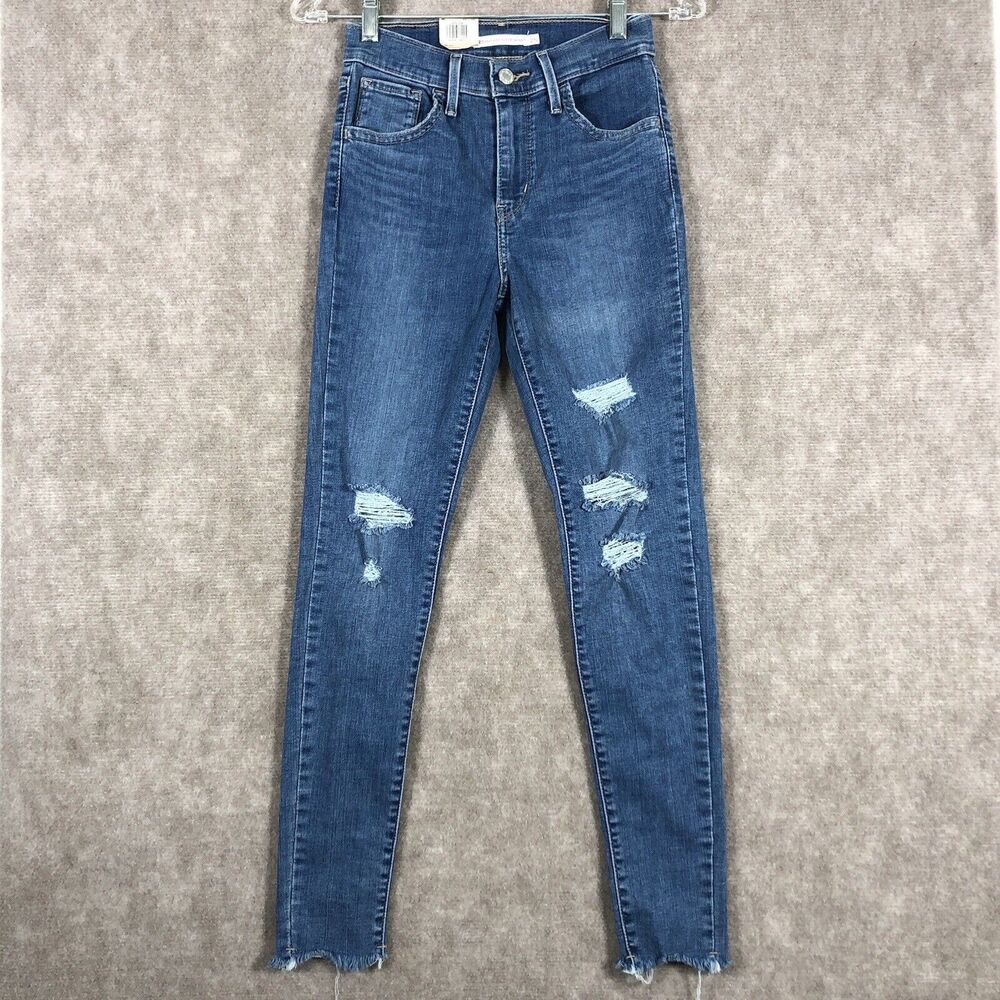 Levi's Jeans NEW Womens 25X28 720 High Rise Super Skinny Stretch‎ Denim Raw Hem